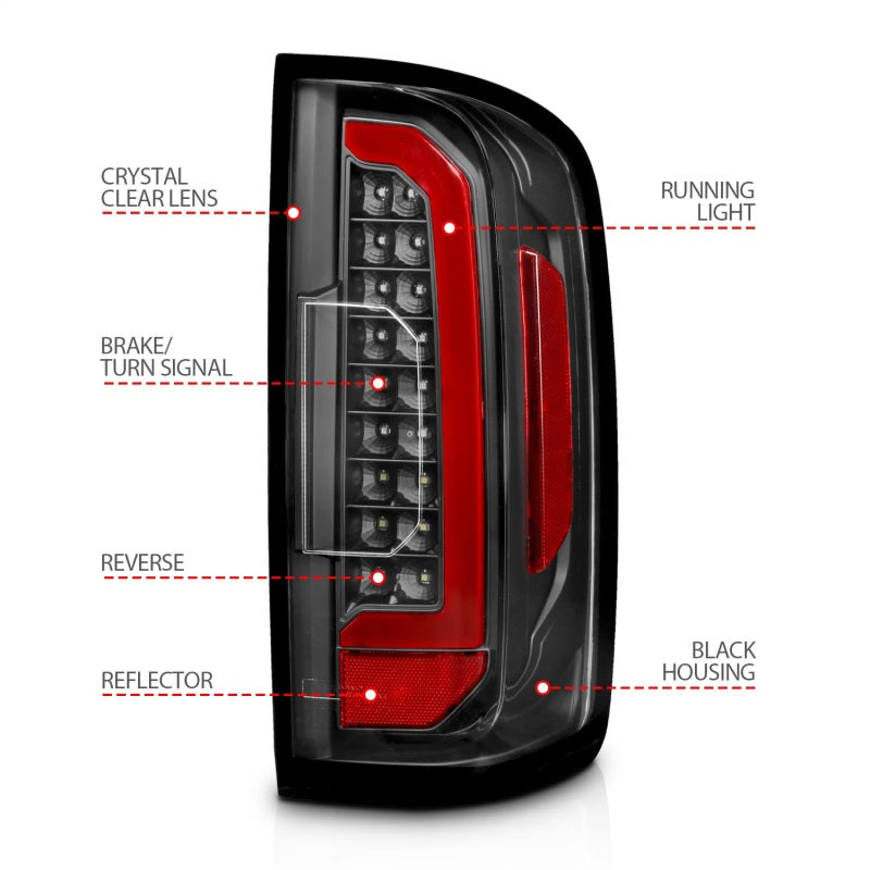 ANZO 15-21 Chevrolet Colorado Full LED Tail Lights w/ Red Lightbar Black Housing Clear Lens-SR1 Performance