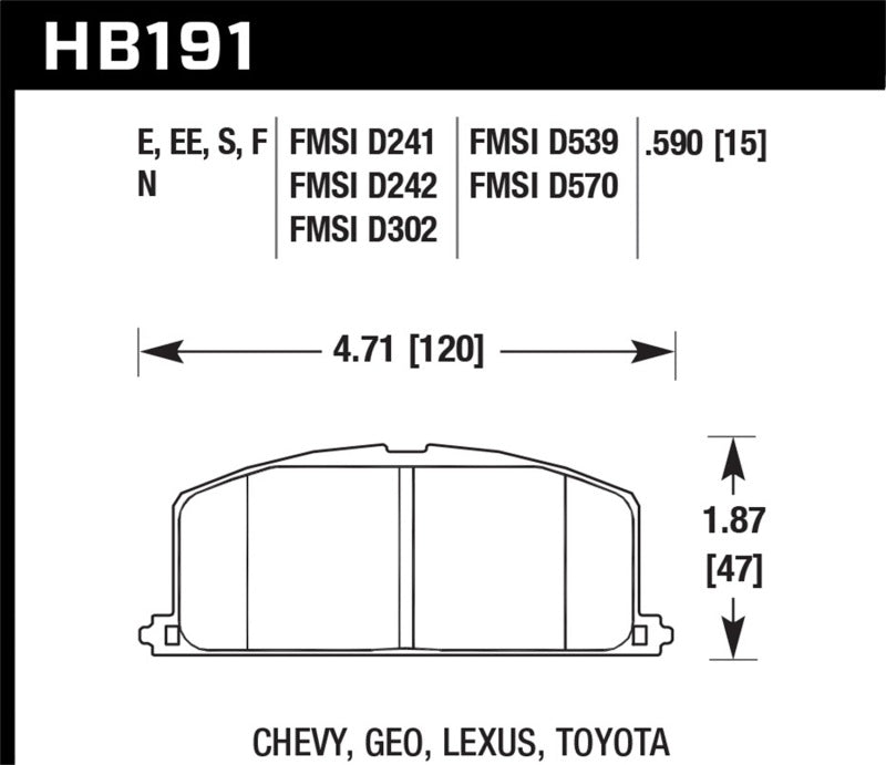 Hawk 86-88 Chevy Nova / 90-92 Geo Prizm GSI / 90-92 Prizm LSI / Toyota (Various) Race Front Brake Pa-SR1 Performance