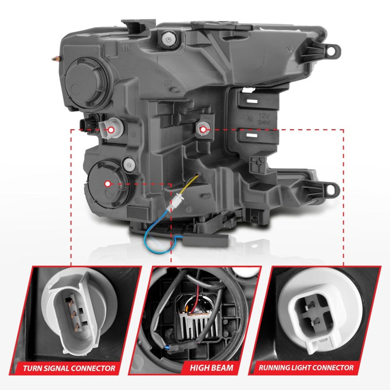 Anzo 18-20 Ford F-150 Full Led Projector Smoke Bar Style Headlights Black Amber-SR1 Performance
