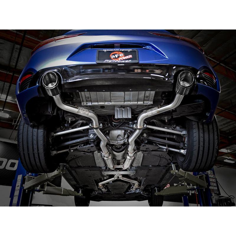 aFe POWER Takeda 2.5in 304 SS CB Exhaust w/ Carbon Fiber Tips 17-19 Infiniti Q60 V6-3.0L (tt)-SR1 Performance