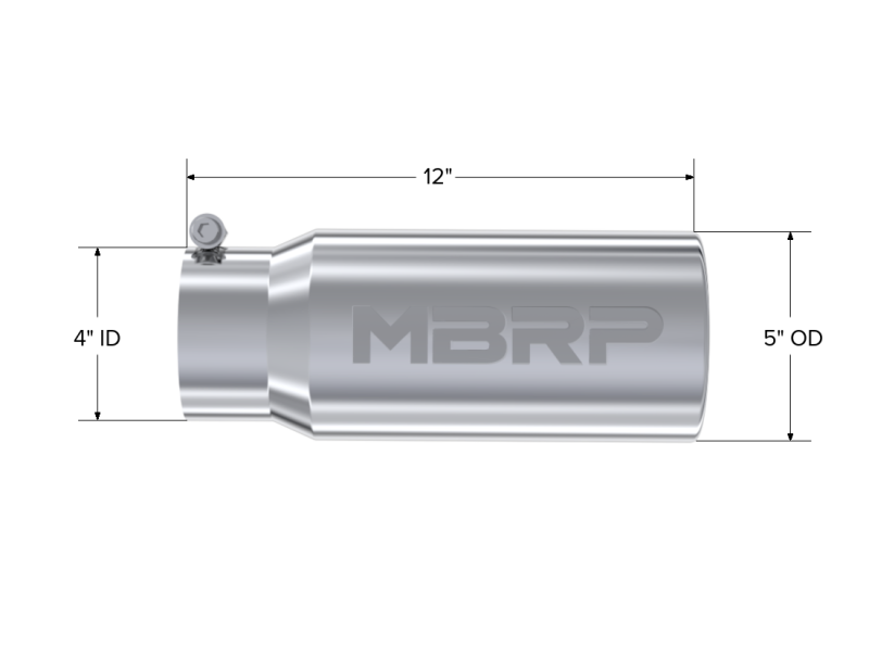 MBRP Universal Tip 5 O.D. Rolled Straight 4 inlet 12 length-SR1 Performance