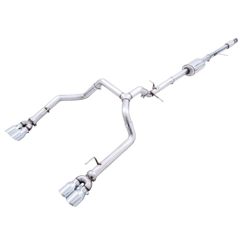 AWE Tuning 4th Gen GM 1500 5.3L 0FG Catback Split Rear Exit (w/ Bumper Cutouts) - Quad Chrome Tips-SR1 Performance