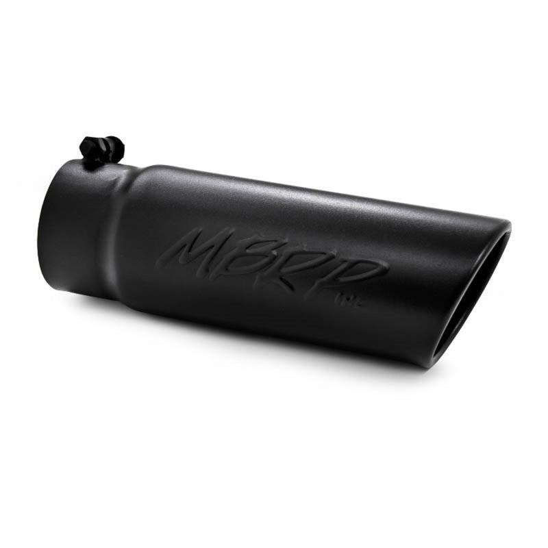 MBRP Universal Tip 4 O.D. Angled Rolled End 3.5 inlet 10 length- Black Finish-SR1 Performance