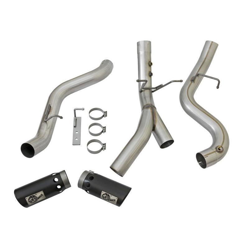 aFe LARGE BORE-HD 4in 409-SS DPF-Back Exhaust w/Dual Black Tips 2017 GM Duramax V8-6.6L (td) L5P-SR1 Performance