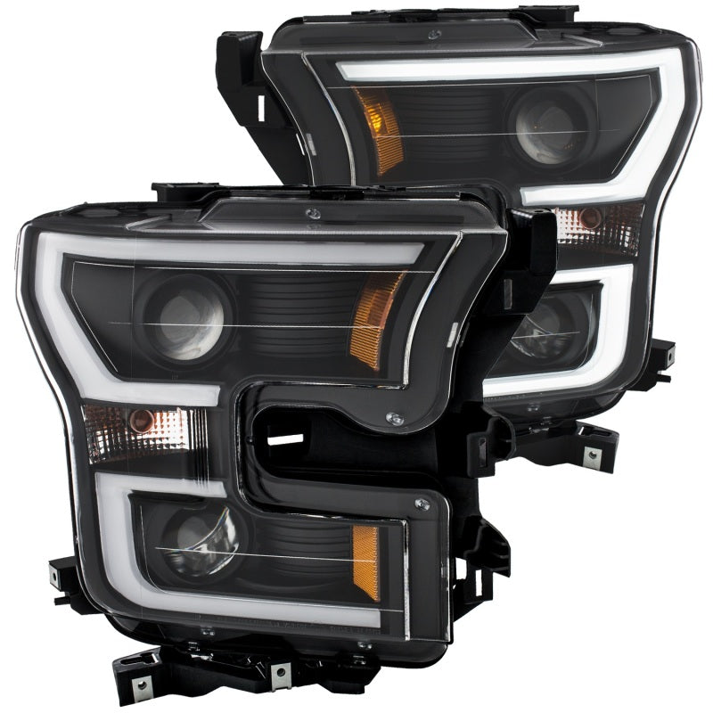 ANZO 2015-2017 Ford F-150 Projector Headlights w/ Plank Style Switchback Black w/ Amber-SR1 Performance