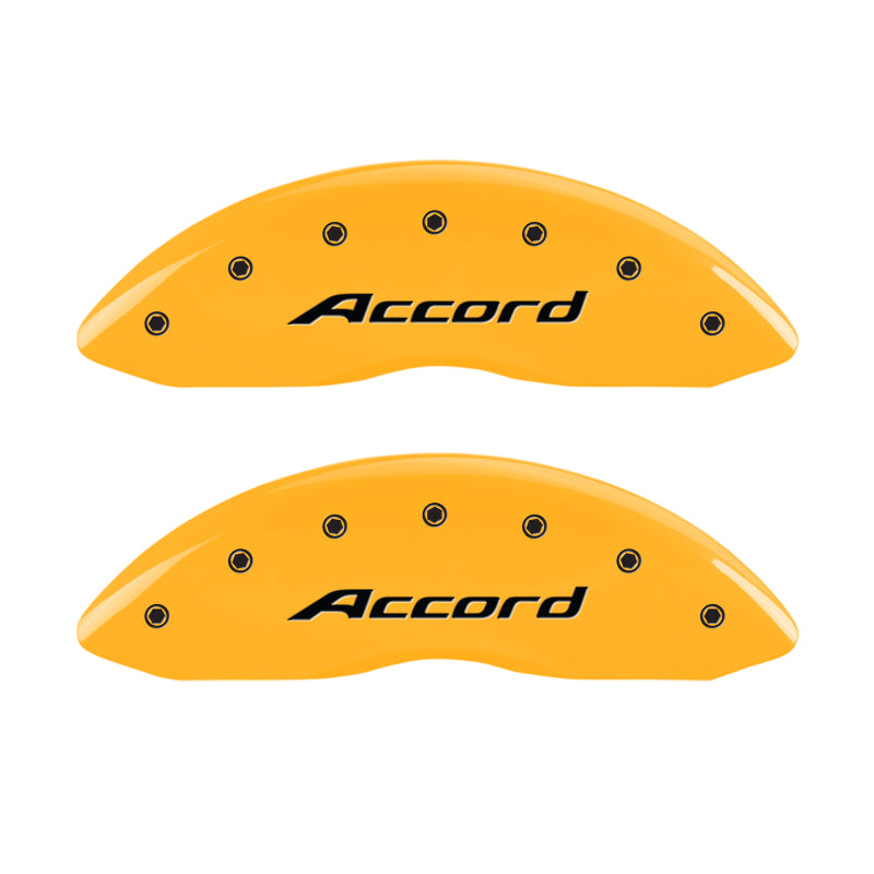 MGP 4 Caliper Covers Engraved Front Accord Engraved Rear Accord Yellow finish black-SR1 Performance