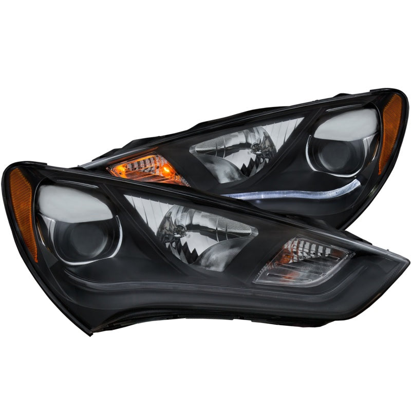 ANZO 2013-2015 Hyundai Genesis Projector Headlights w/ Plank Style Design Black (HID Compatible)-SR1 Performance