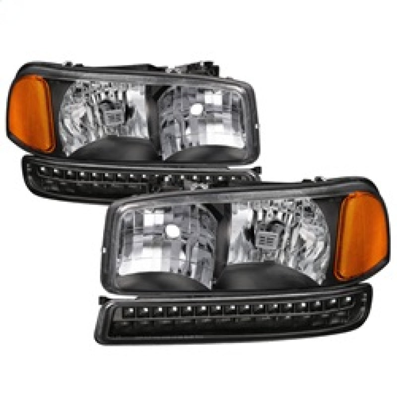 xTune GMC Sierra 99-06 /Yukon 00-06 Headlights & LED Bumper Lights - Black HD-JH-GS99-LED-SET-BK-SR1 Performance