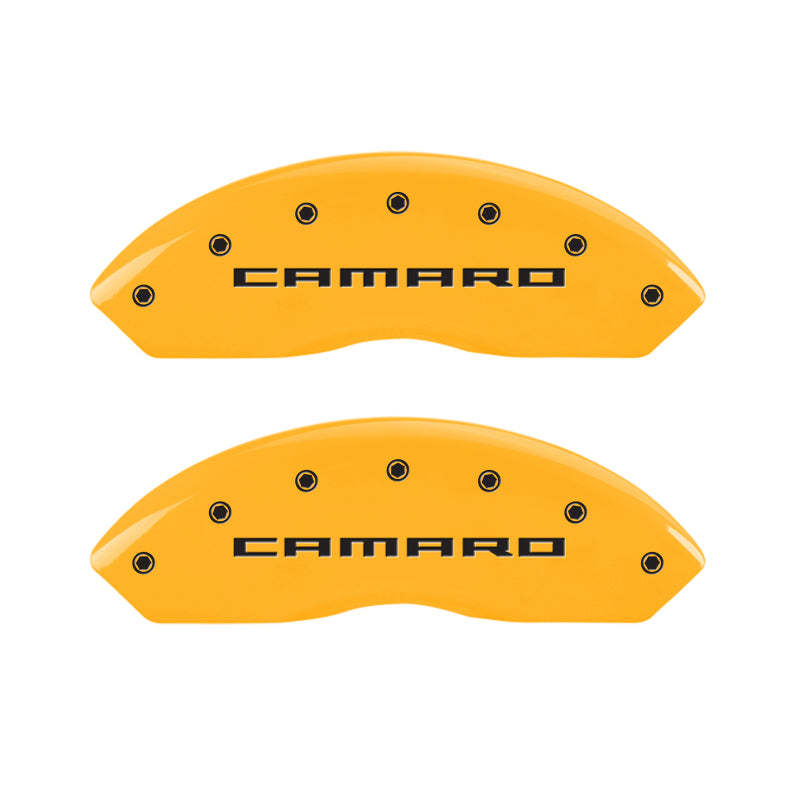 MGP 4 Caliper Covers Engraved Front & Rear Gen 5/Camaro Yellow finish black-SR1 Performance