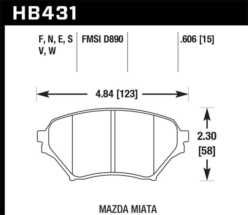 Hawk 01-05 Miata w/ Sport Suspension Blue 9012 Front Brake Pads D890-SR1 Performance