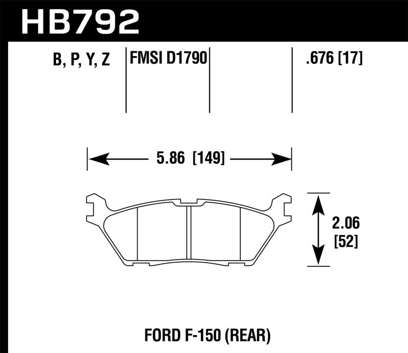Hawk 15 Ford F-150 LTS Street Rear Brake Pads-SR1 Performance