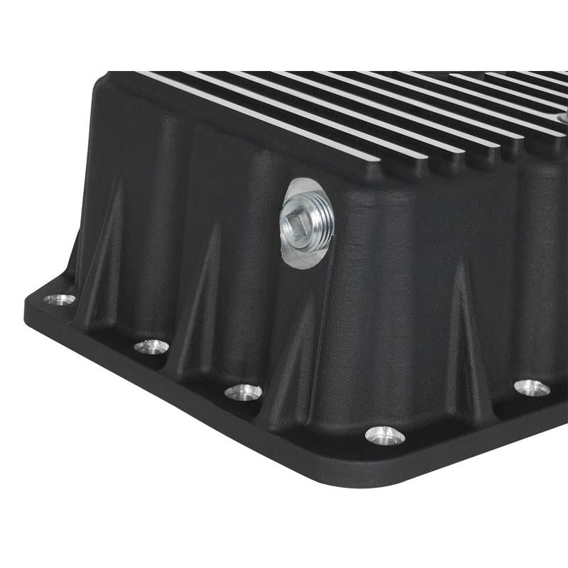 AFE Pro Series Engine Oil Pan Black w/Machined Fins; 11-16 Ford Powerstroke V8-6.7L (td)-SR1 Performance