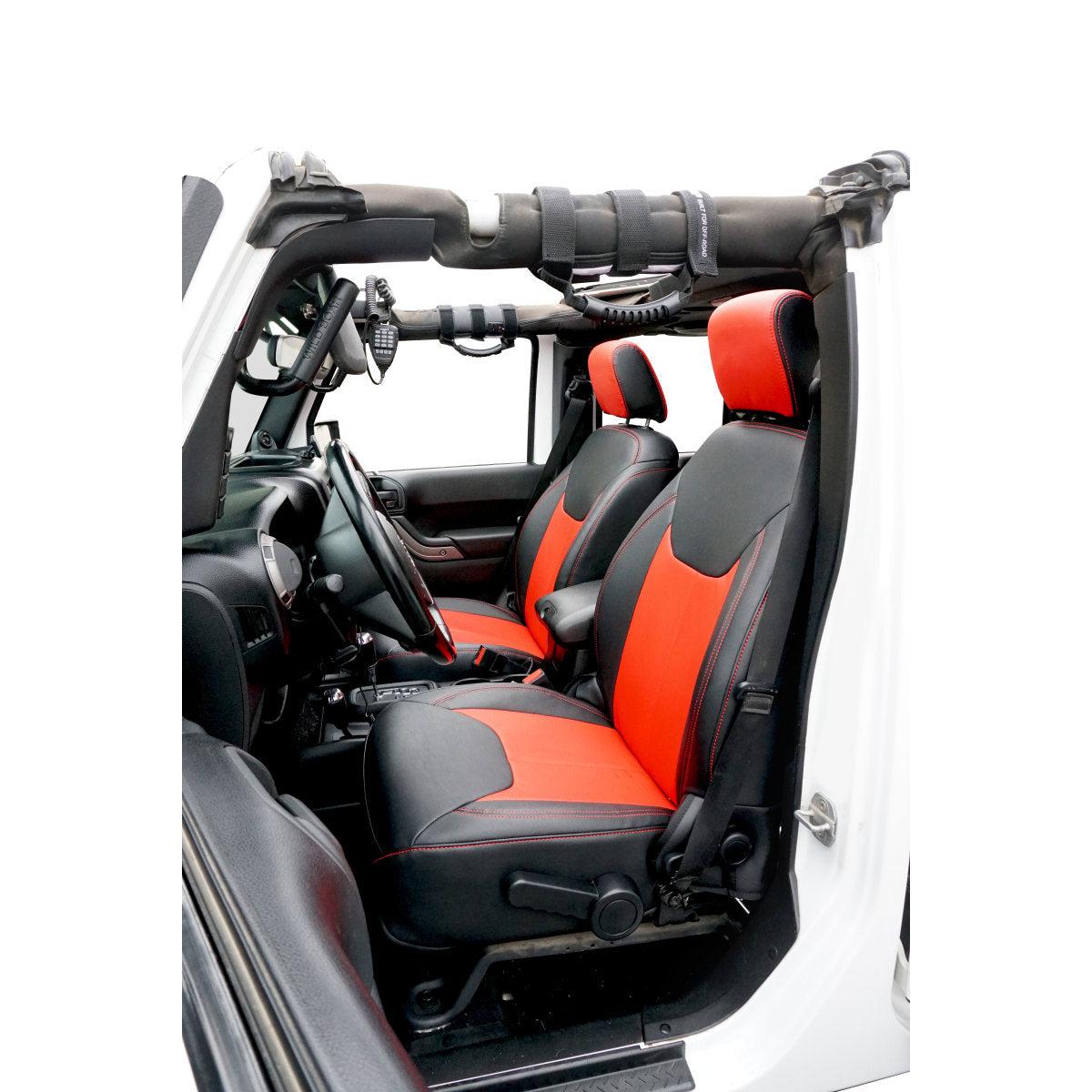 PRP 13-18 Jeep Wrangler JK Front Seat Covers/2 door or 4 door (Pair) - Black/Red-SR1 Performance