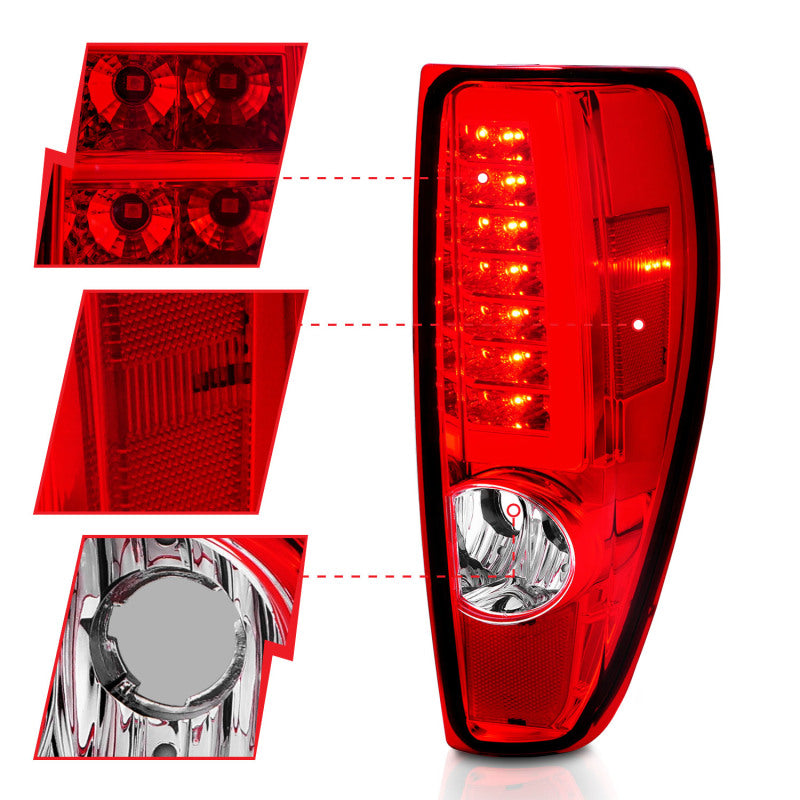 ANZO 2004-2012 Chevrolet Colorado/ GMC Canyon LED Tail Lights w/ Light Bar Chrome Housing Red/Clear-SR1 Performance