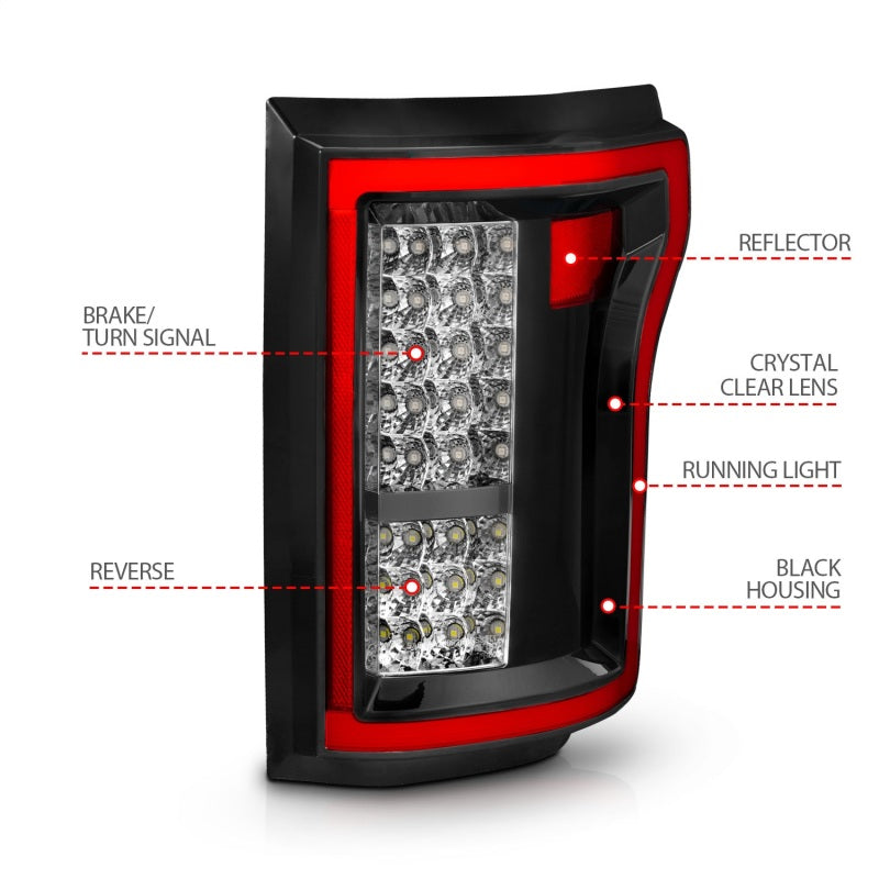 ANZO 2015-2016 Ford F-150 LED Taillights Red/Clear-SR1 Performance
