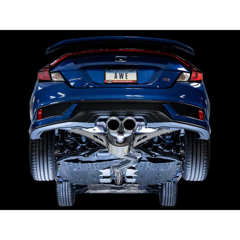 AWE Tuning 2016+ Honda Civic Si Touring Edition Exhaust w/Front Pipe & Dual Chrome Silver Tips-SR1 Performance