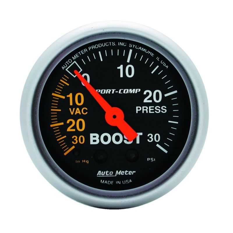 Autometer Sport-Comp 52mm 30 PSI Mechanical Boost Gauge-SR1 Performance