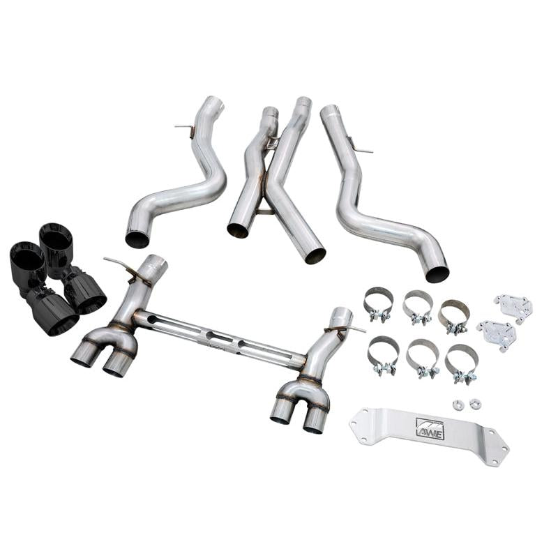 AWE Tuning BMW F8X M3/M4 Track Edition Catback Exhaust - Diamond Black Tips-SR1 Performance