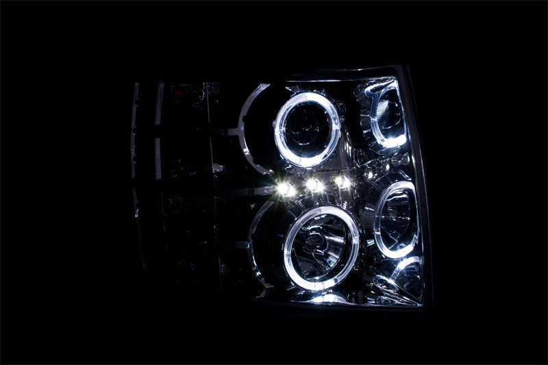 ANZO 2007-2013 Chevrolet Silverado 1500 Projector Headlights w/ Halo Chrome-SR1 Performance