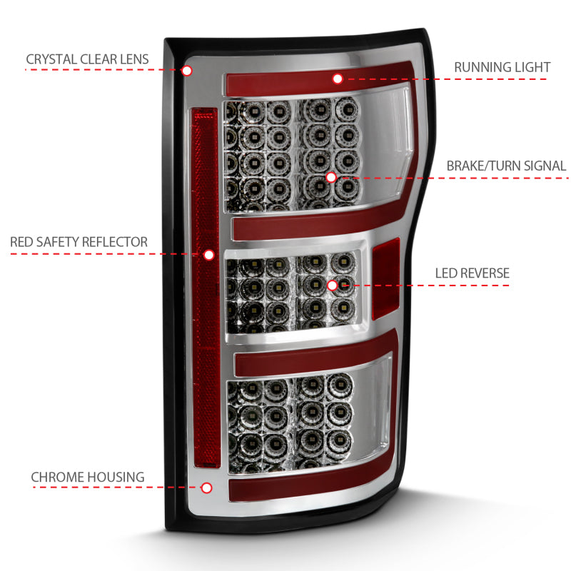 ANZO 2018-2019 Ford F-150 LED Taillight Chrome (Red Light Bar) (w/ Sequential)-SR1 Performance
