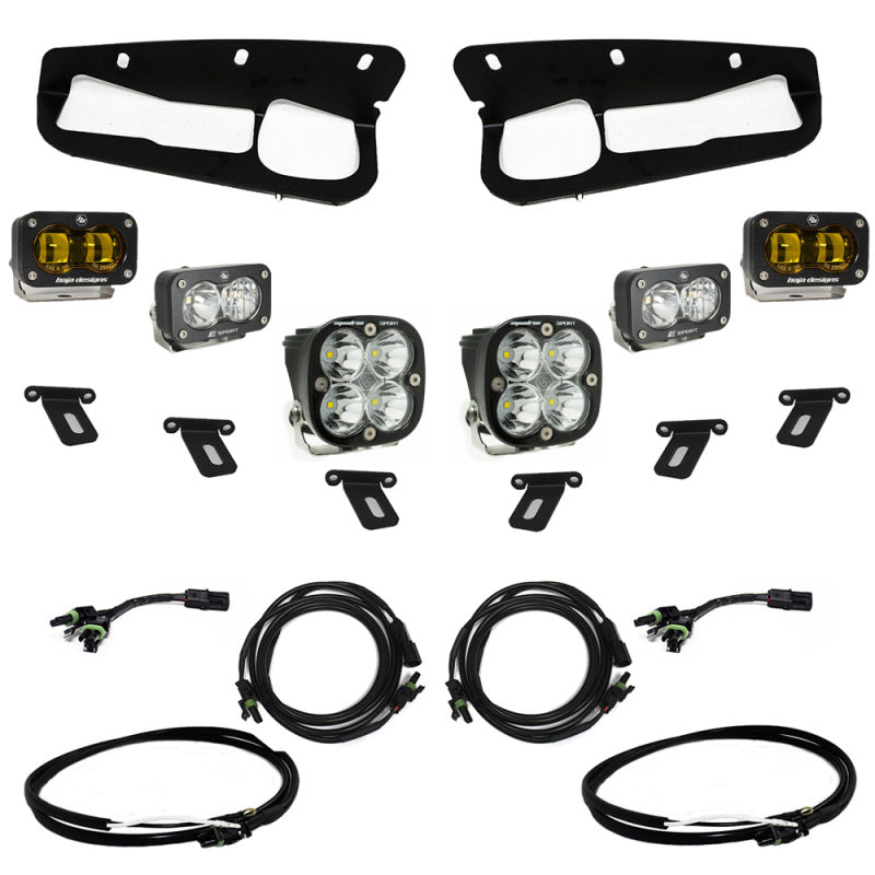 Baja Designs 21-22 Ford Bronco w/Steel Bumper S2 SAE Sportsmen Fog Pkt Light Kit w/Upfitter - Amber-SR1 Performance