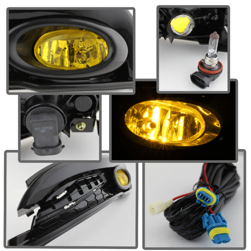 Spyder Honda Civic 2013-2014 4dr OEM Fog Light W/Switch Yellow FL-HC2013-4D-Y-SR1 Performance