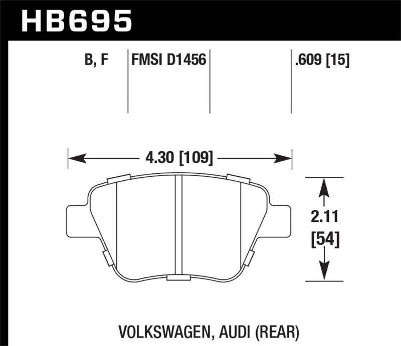 Hawk 2011-2013 Audi A3 Except TDI HPS 5.0 Rear Brake Pads-SR1 Performance