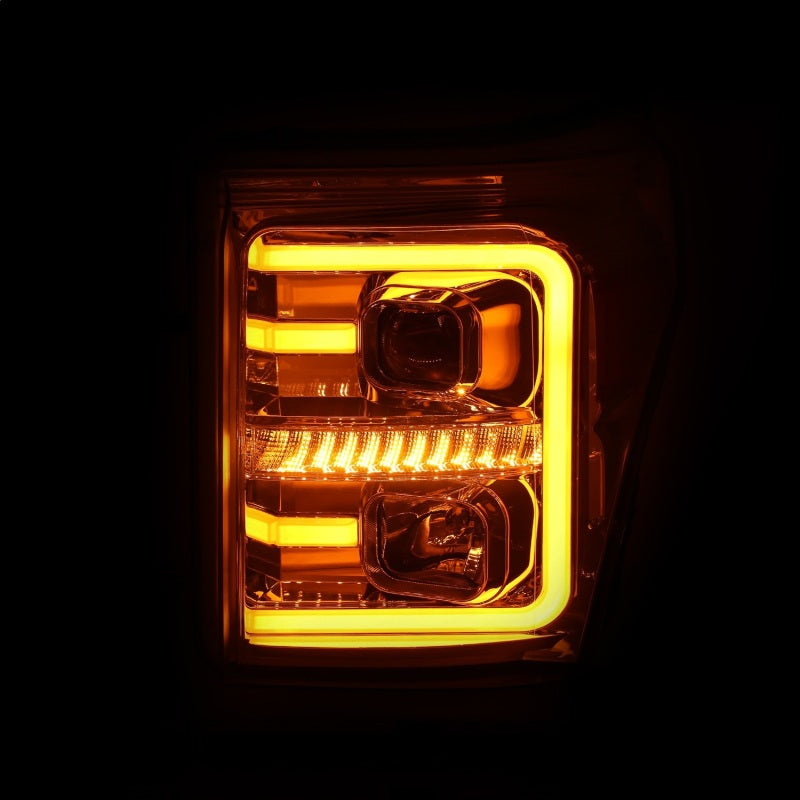 ANZO 11-16 Ford F-250/F-350/F-450 Projector Headlights w/ Plank Style Switchback Chrome w/Amber-SR1 Performance