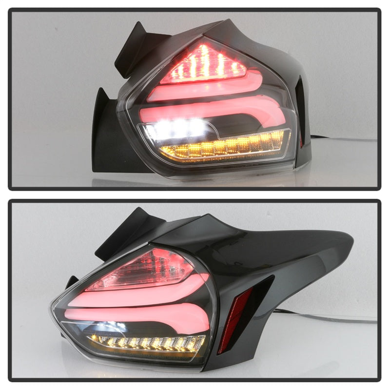 Spyder 15-17 Ford Focus Hatchback LED Tail Lights w/Indicator/Reverse - Black (ALT-YD-FF155D-LED-BK)-SR1 Performance
