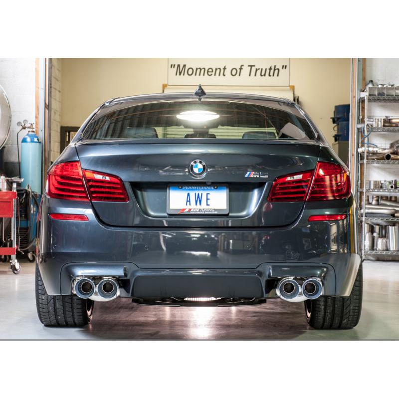 AWE Tuning BMW F10 M5 Touring Edition Axle-Back Exhaust Chrome Silver Tips-SR1 Performance