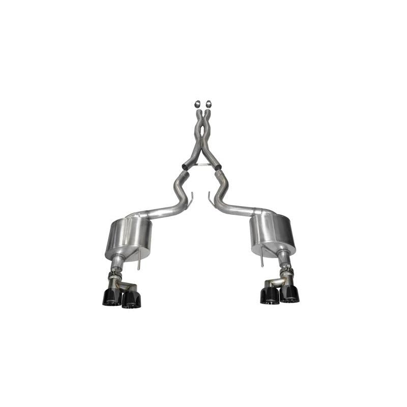 Corsa 2015-2017 Ford Mustang GT 5.0 3in Cat Back Exhaust Black Quad Tips (Xtreme)-SR1 Performance