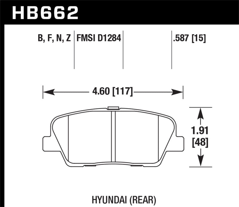 Hawk 10 Hyundai Genesis Coupe (w/o Brembo Breaks) Performance Ceramic Street 15mm Rear Brake Pads-SR1 Performance