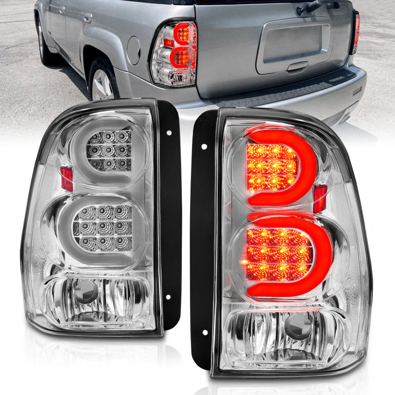 ANZO 2002-2009 Chevrolet Trailblazer LED Tail Lights w/ Light Bar Chrome Housing Clear Lens-SR1 Performance