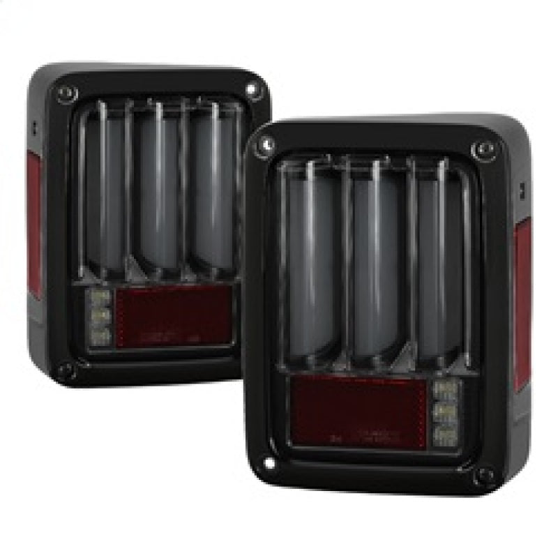 Spyder 07-16 Jeep Wrangler Verison 2 Light Bar LED Tail Lights - Smoke (ALT-YD-JWA07V2-LBLED-BSM)-SR1 Performance