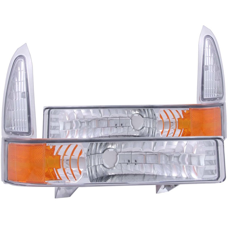 ANZO 2000-2004 Ford Excursion Euro Parking Lights Chrome w/ Amber Reflector-SR1 Performance