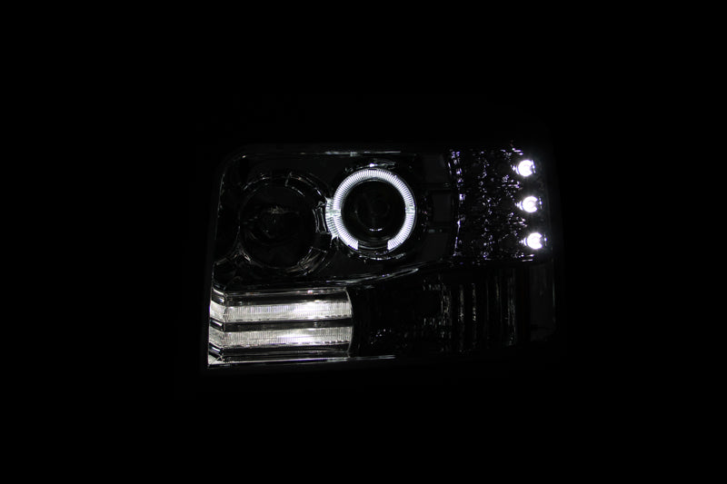 ANZO 1992-1996 Ford F-150 Projector Headlights w/ Halo Chrome w/ Side Markers and Parking Lights-SR1 Performance