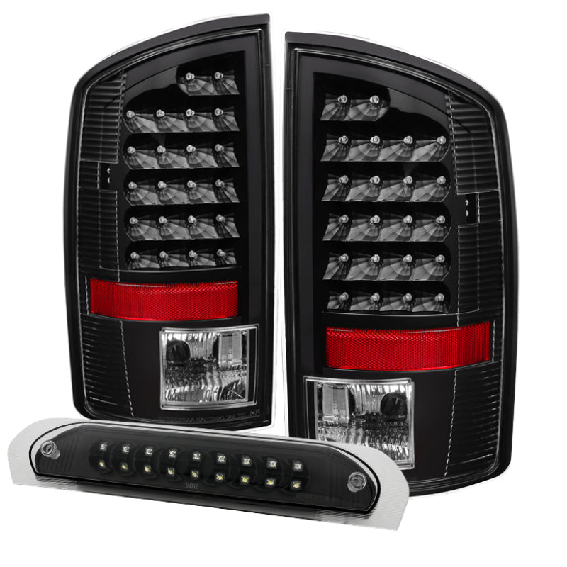 Xtune Dodge Ram 07-08 1500 LED Tail Lights w/ LED 3rd Brake Lamps- Black ALT-JH-DR07-LED-SET-BK-SR1 Performance