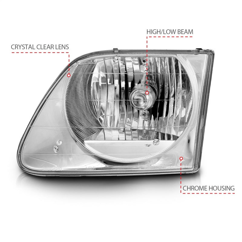 ANZO 1997-2003 Ford F-150 Crystal Headlights Chrome-SR1 Performance