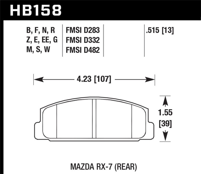 Hawk 86-95 Mazda RX-7 HPS Street Rear Brake Pads-SR1 Performance