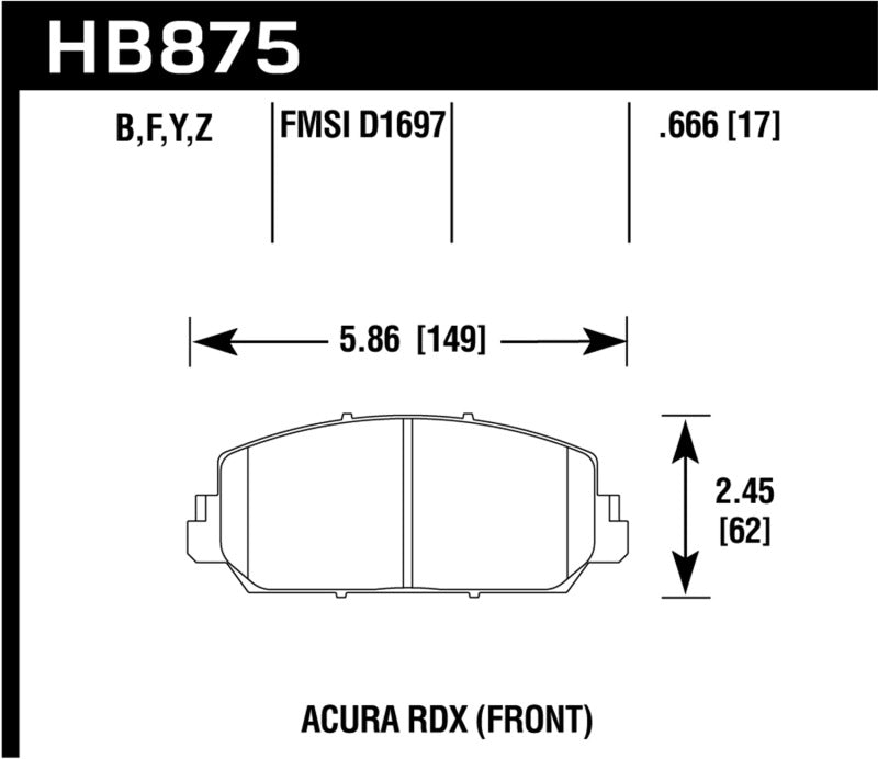 Hawk 14-17 Acura RDX/RLX HPS Street Front Brake Pads-SR1 Performance