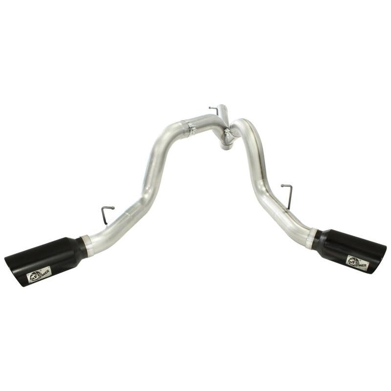 aFe MachForce XP Exhaust 4inch DP-Back All SS 2011-14 GM Diesel Trucks V8-6.6L LML Black Tips-SR1 Performance