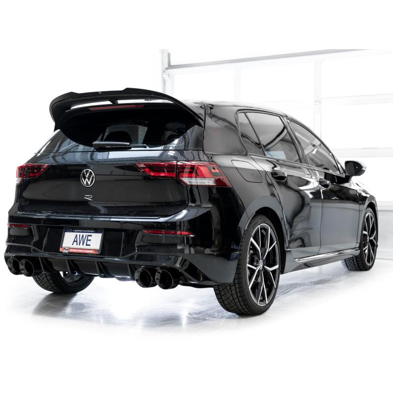 AWE MK8 Volkswagen Golf R 3in Track Edition Quad Exhaust - Diamond Black Tips-SR1 Performance