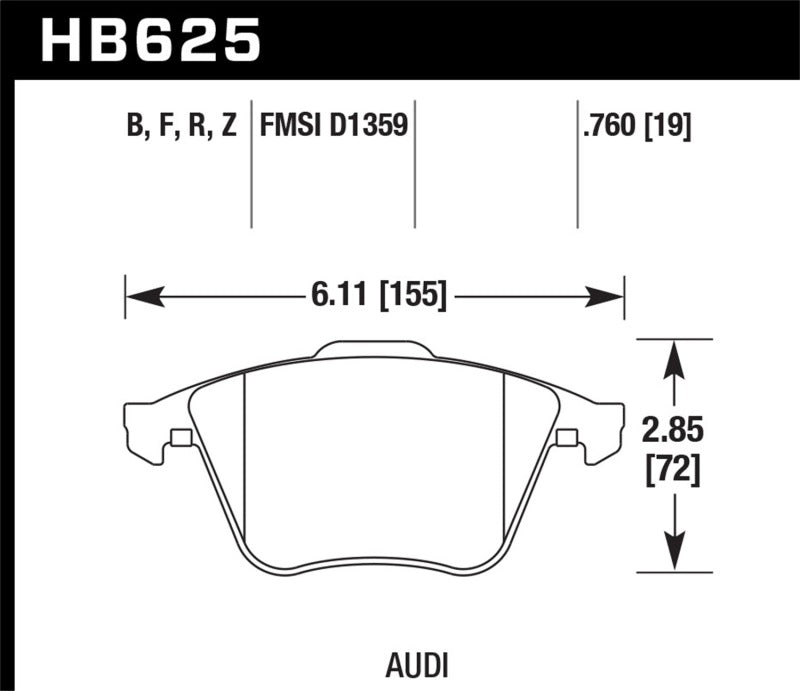 Hawk 2001-2010 Audi S3 European HPS 5.0 Front Brake Pads-SR1 Performance