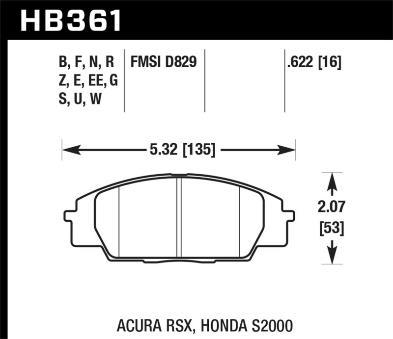 Hawk 02-06 Acura RSX / 06-11 Honda Si / 00-09 S2000 HT-10 Race Front Brake Pads-SR1 Performance