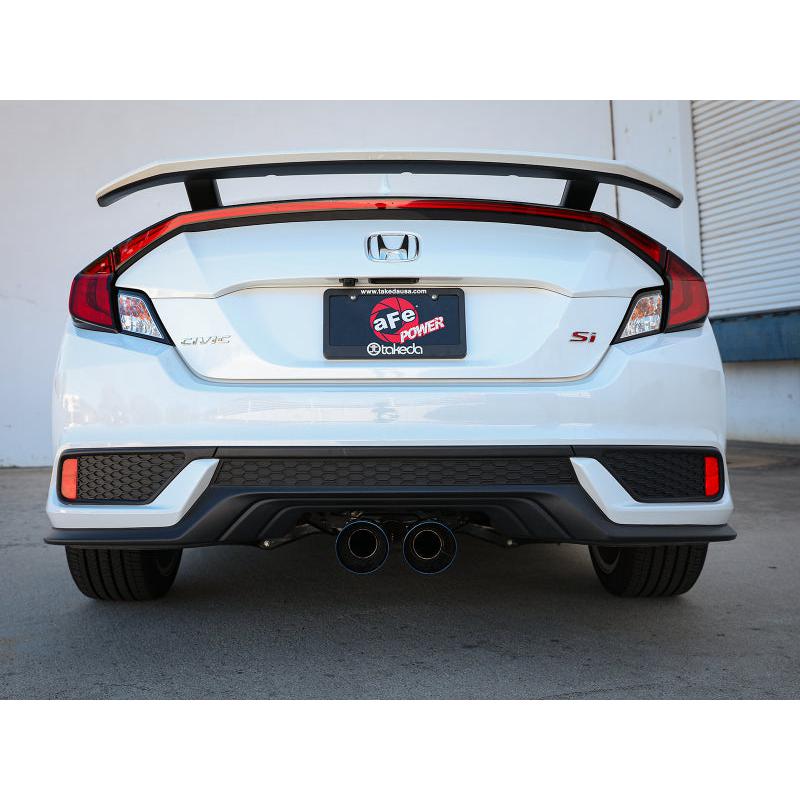 aFe Takeda 2.5in 304SS Cat-Back Exhaust System 17-20 Honda Civic SI Coupe L4-1.5L (t) - BL Flame Tip-SR1 Performance