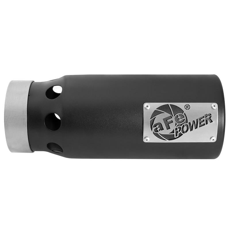 aFe SATURN 4S 4in SS Intercooled Exhaust Tip - Black 4in In x 5in Out x 12in L Bolt-On-SR1 Performance