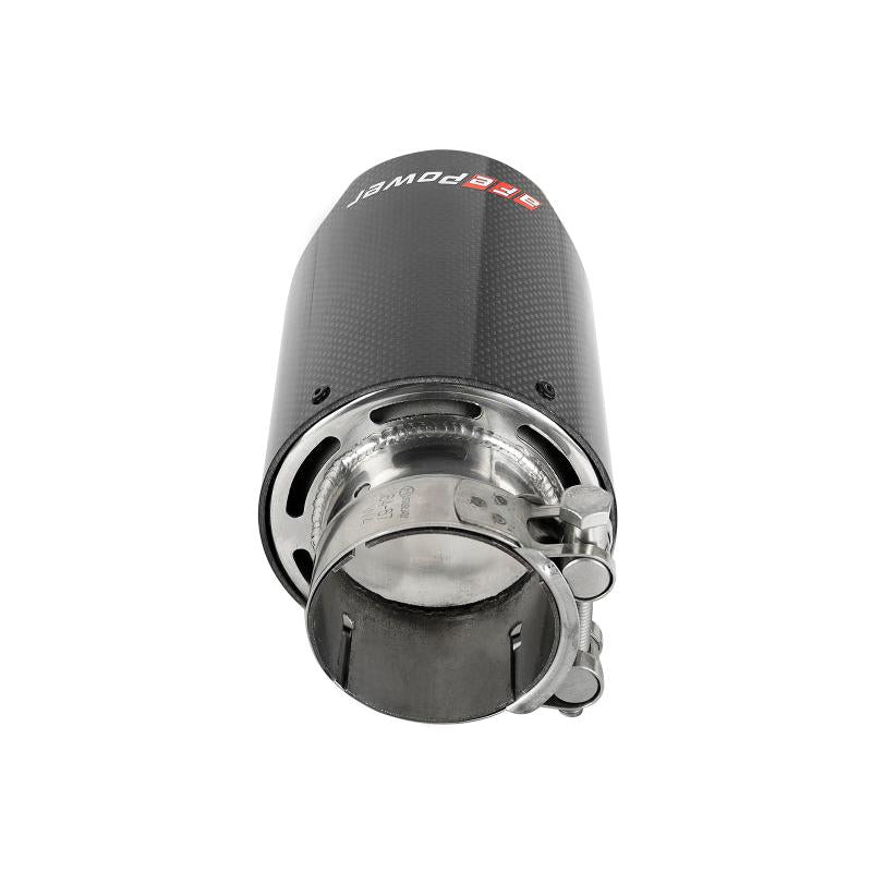 aFe MACH Force-Xp 409 SS Clamp-On Exhaust Tip 2.5in. Inlet / 4in. Outlet / 7in. L - Carbon-SR1 Performance