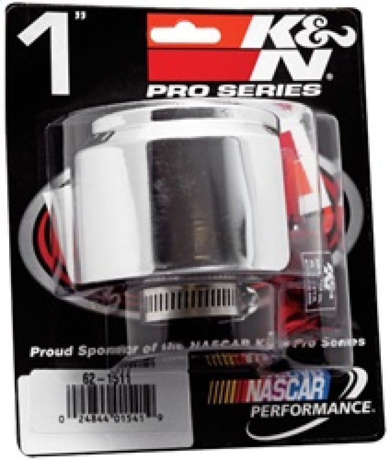 K&N 1in Flange ID x 3in OD x 2.5in Height Clamp On Crankcase Vent Filter-SR1 Performance