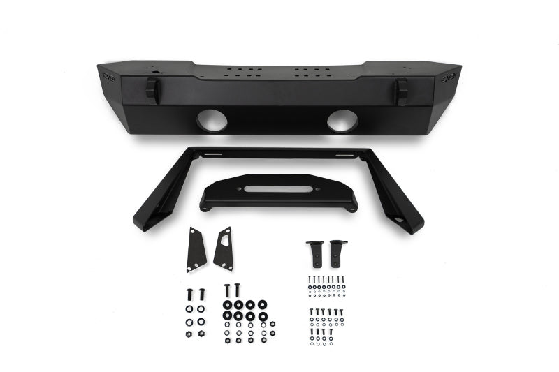 DV8 Offroad FS-25 Stubby Front Bumper with Plated Bull Bar for Jeep Wrangler & Gladiator