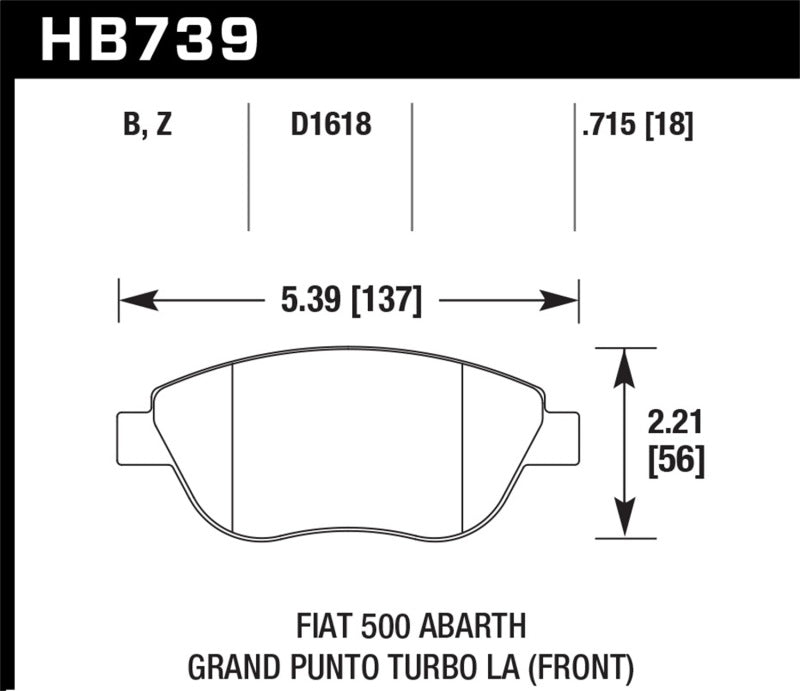 Hawk 2013 Fiat 500 Abarth Front HPS 5.0 Street Brake Pads-SR1 Performance